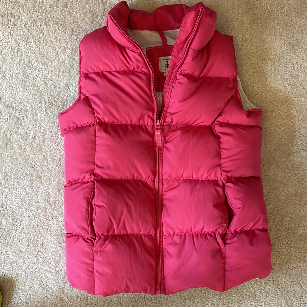 Lands’ End pink sleeveless kids puffer vest